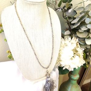 NWOT silver fringe necklace